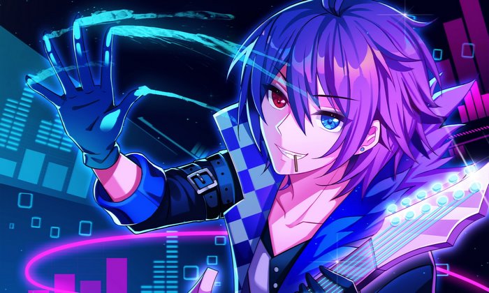 Kaito Vocaloid Anime Character with Heterochromia
