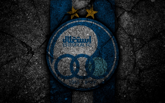 Esteghlal F.C. logo on a cracked stone background