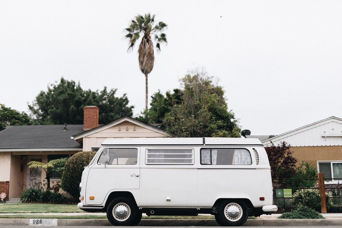 White Volkswagen Camper Van Parked on Street