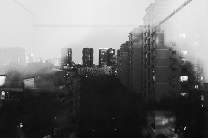 Foggy Noir Cityscape Reflections at Night