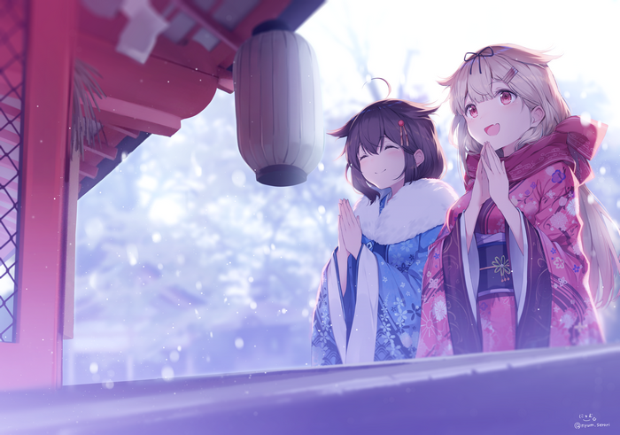 Shigure and Yuudachi from Kancolle in winter