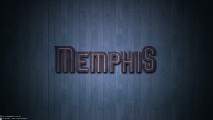 Memphis text logo on wooden background