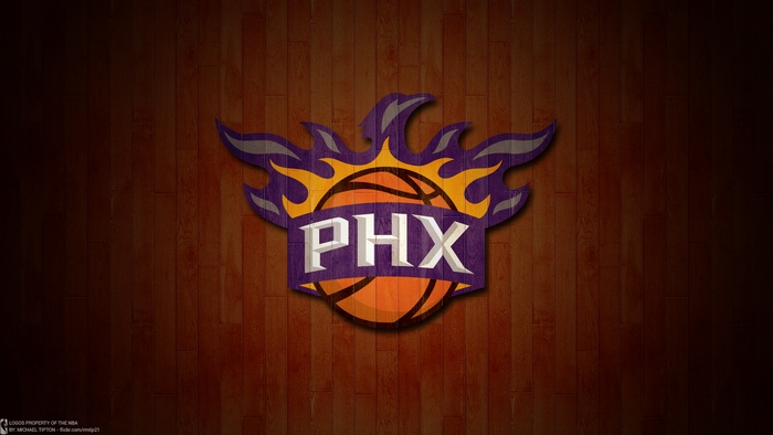 Phoenix Suns PHX Logo on Wood Grain