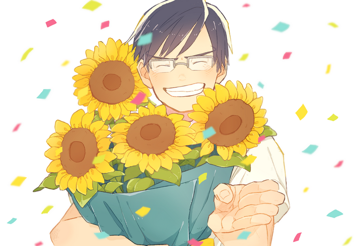 Tenya Iida with Sunflowers