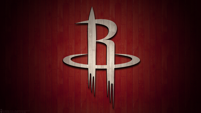 Houston Rockets Logo on Red Wood Background
