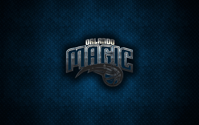 Orlando Magic NBA logo on a blue textured background
