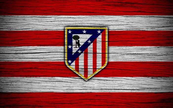 Atlético Madrid Emblem on Red and White Stripes