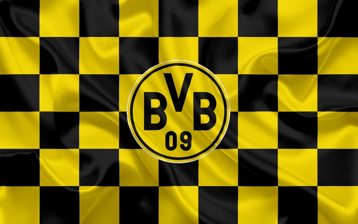 Borussia Dortmund BVB Logo on Checkered Pattern