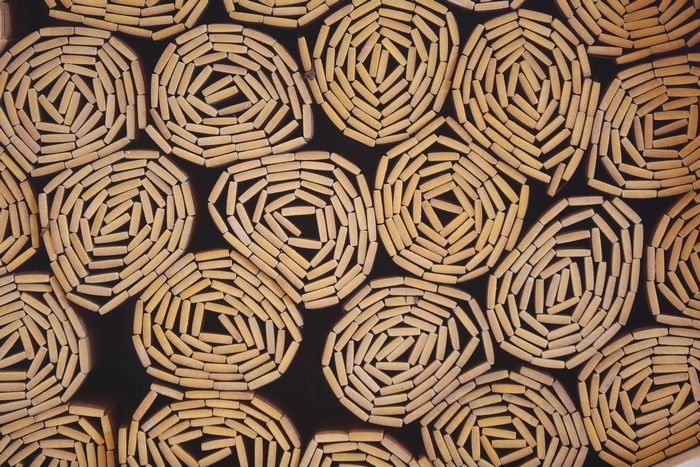 Abstract pattern of rolled bamboo slips