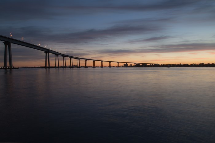 Coronado Bridge at Dusk Over Water