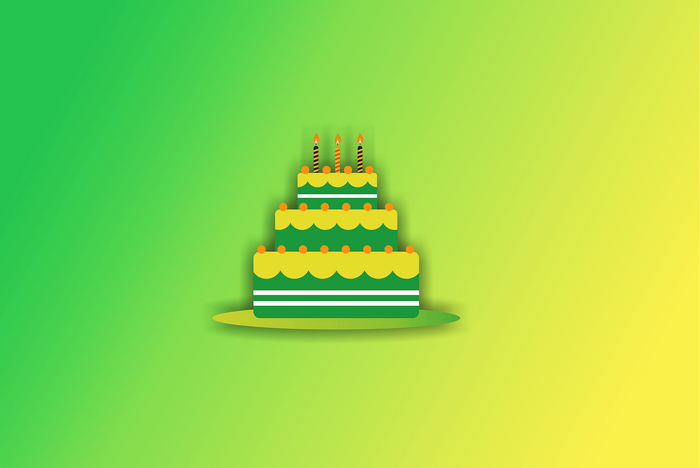 Minimalist three-tiered birthday cake with candles