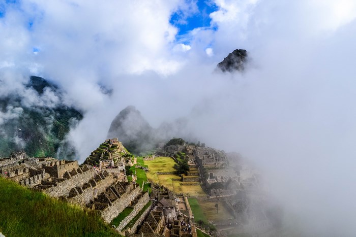 Machu Picchu ruins shrouded in clouds