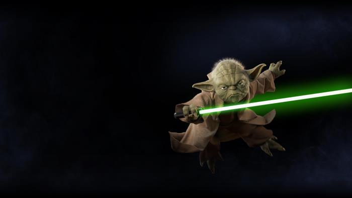 Yoda in Action with Green Lightsaber Star Wars Battlefront II