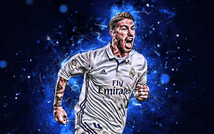 Sergio Ramos Celebrating in Real Madrid Jersey