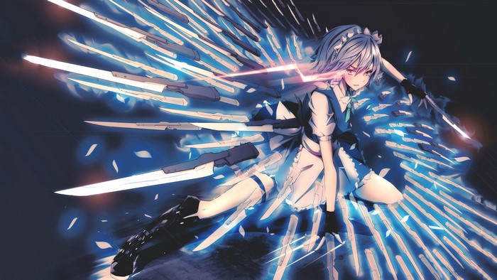 Sakuya Izayoi from Touhou Project with knives