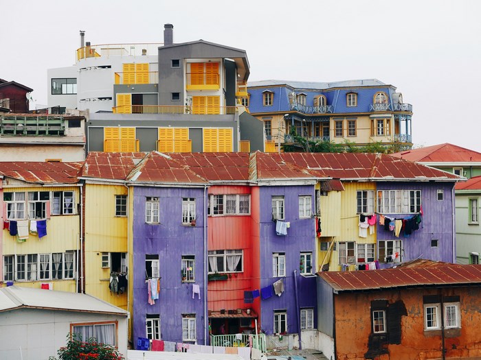 Colorful houses on a hill in Valparaiso, Chile