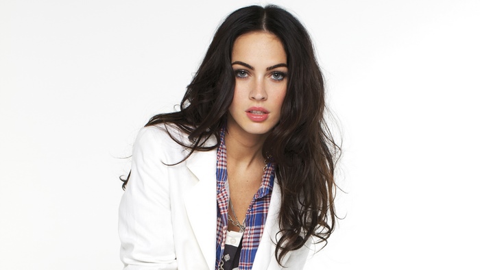 Megan Fox with Black Hair and Blue Eyes