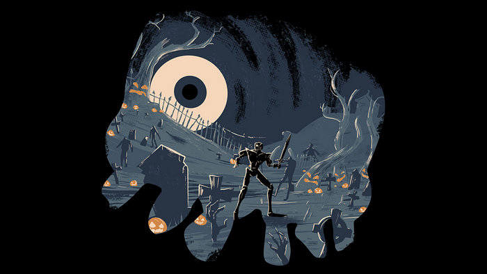 Sir Daniel Fortesque in a Halloween graveyard