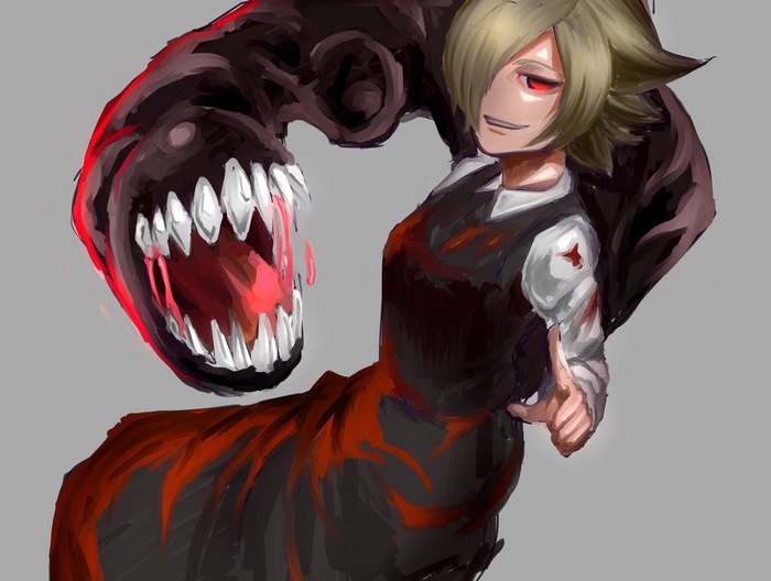 Rumia from Touhou Project with a dark creature