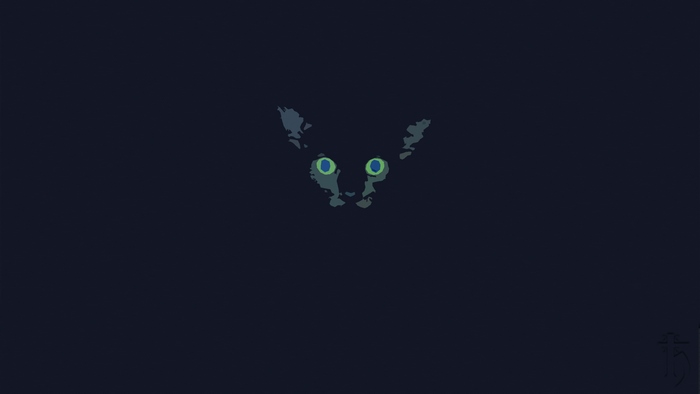 Minimalist Cat with Green Eyes