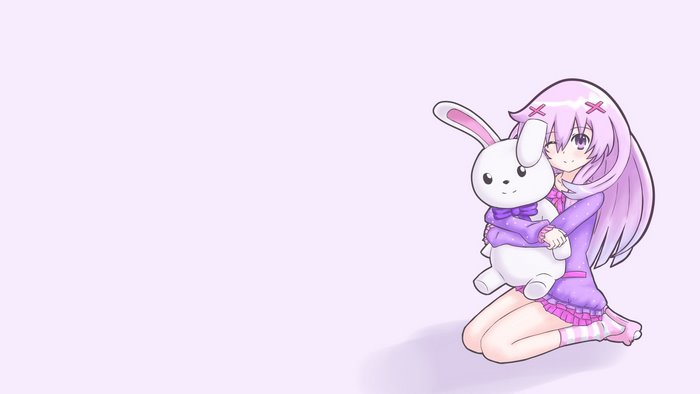 Nepgear from Hyperdimension Neptunia with a plush bunny