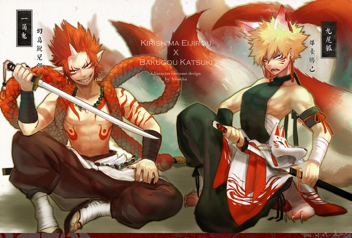Kirishima Eijirou and Bakugou Katsuki from My Hero Academia