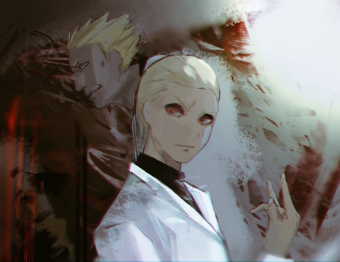 Yakumo Oomori and Naki from Tokyo Ghoul