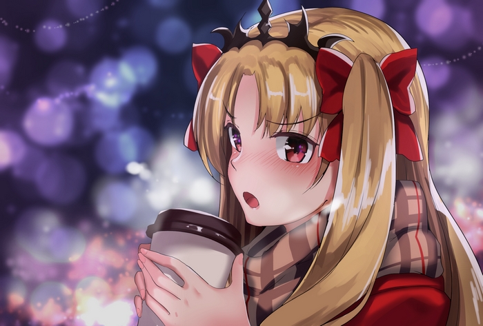 Ereshkigal from Fate/Grand Order holding a cup