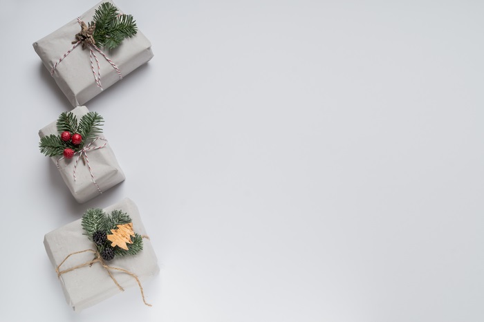 Minimalist White Christmas Ornaments and Gifts