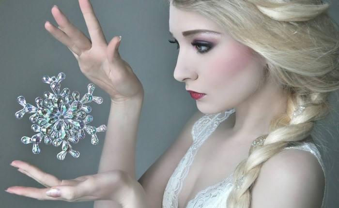 Elsa with Braided Hair Holding Sparkling Snowflake