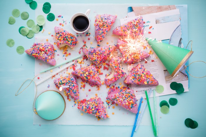 Party Scones with Sparkler and Coffee