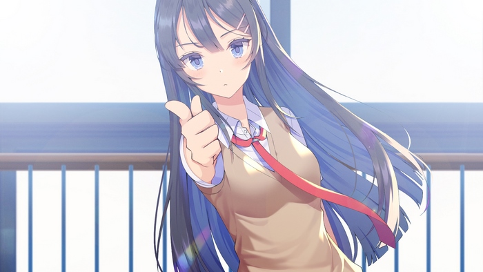 Mai Sakurajima giving a thumbs up