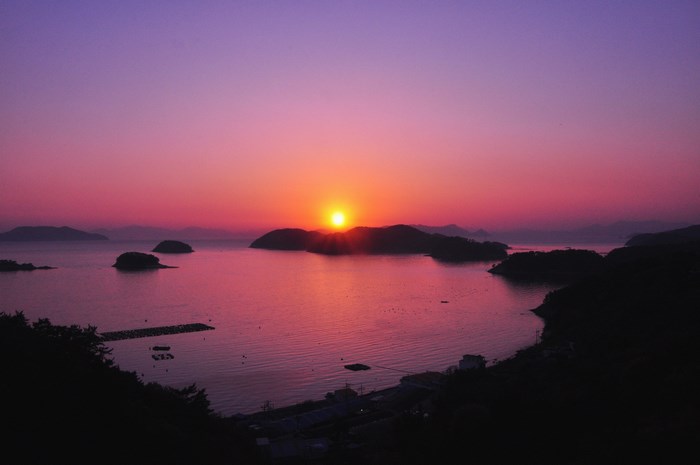 Sunset over islands and the sea