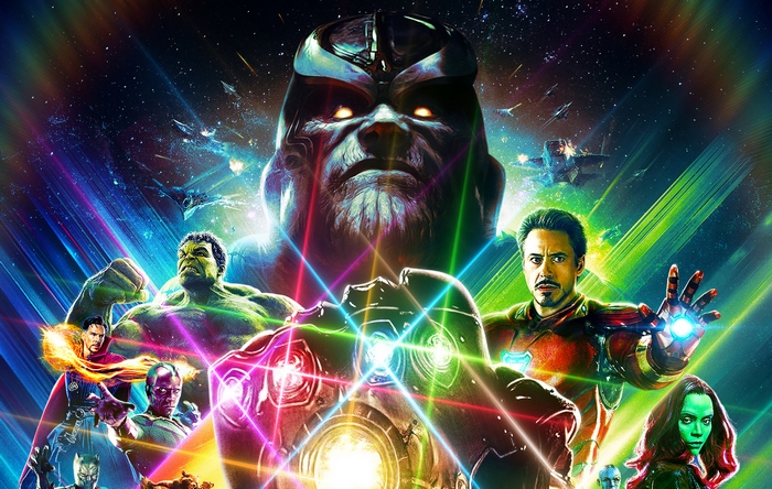 Avengers: Infinity War Poster with Thanos, Iron Man, Hulk, Vision, Doctor Strange, Gamora
