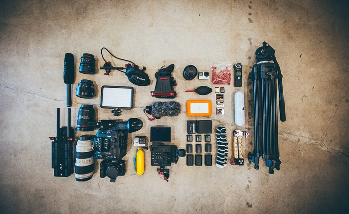 Canon Video Camera and Videography Equipment Flat Lay