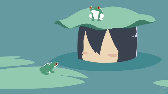 Tsuyu Asui with frogs on lily pads