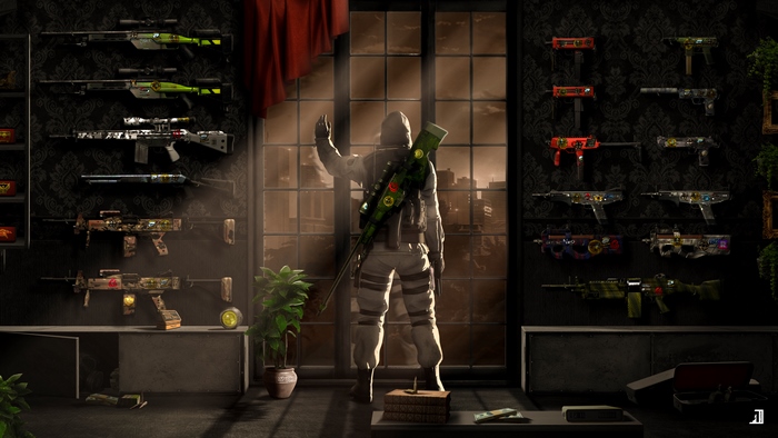 Counter-Strike: Global Offensive character with sniper rifle