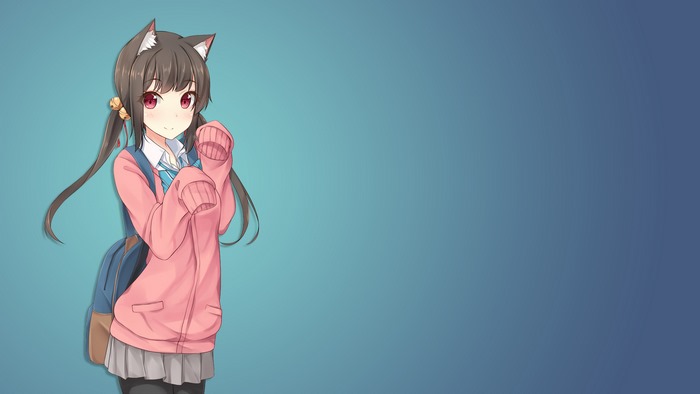 Anime Cat Girl in Pink Hoodie