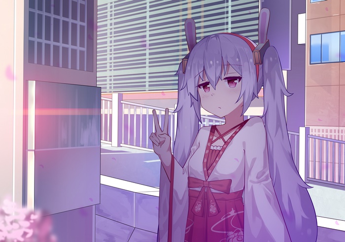 Laffey from Azur Lane in a Japanese outfit