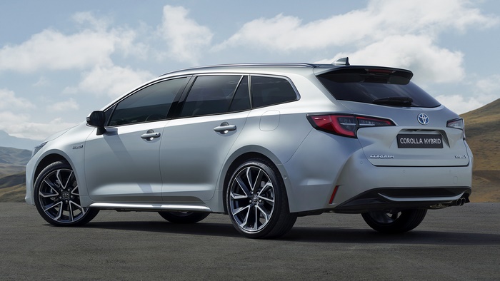 Silver Toyota Corolla Touring Sports Hybrid Station Wagon