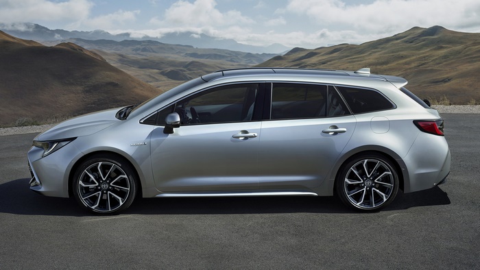 Silver Toyota Corolla Touring Sports Hybrid Station Wagon