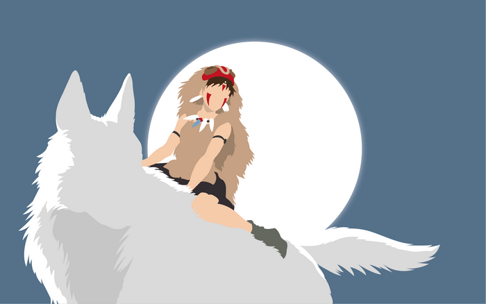 San riding Moro from Princess Mononoke