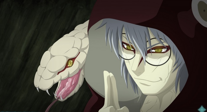 Kabuto Yakushi from Naruto with a snake