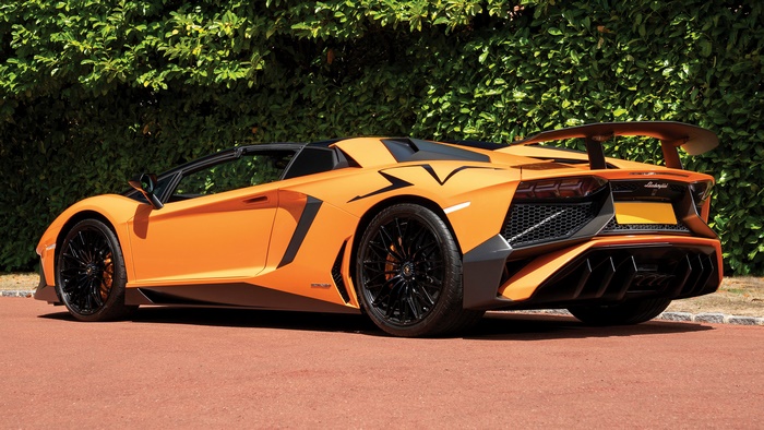 Orange Lamborghini Aventador LP750-4 SV Roadster