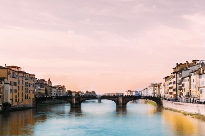 Ponte Vecchio bridge over the Arno River in Florence, Italy