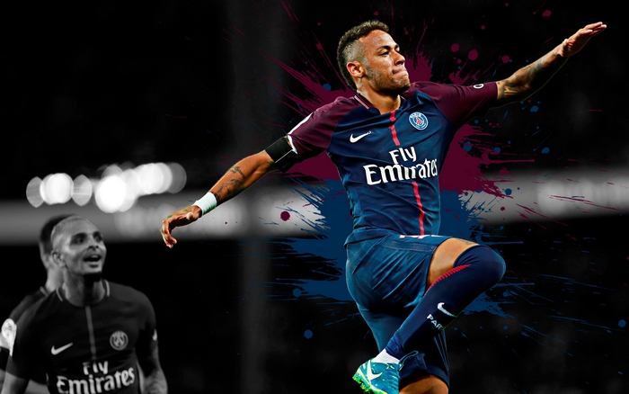 Neymar Celebrates in Paris Saint-Germain Jersey