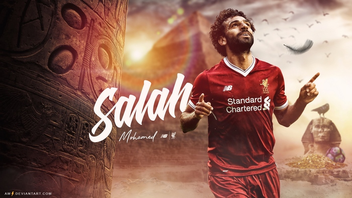 Mohamed Salah Celebrating in Liverpool Kit