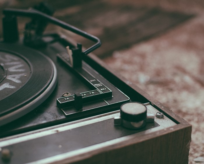 Close-up of a vintage record player