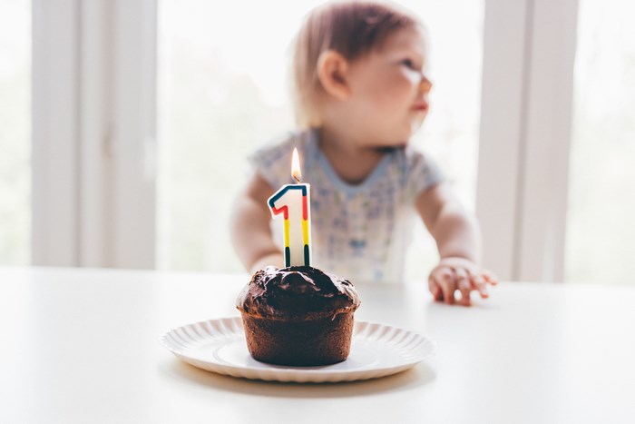 Baby's First Birthday Cupcake with Candle