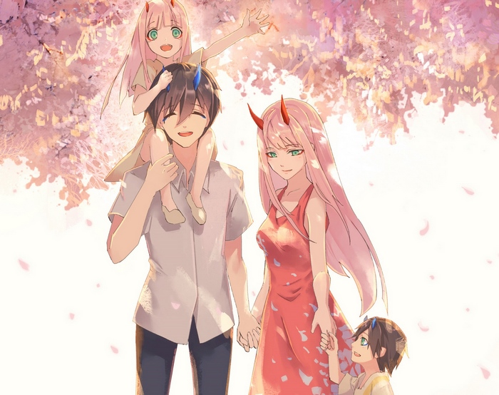 Darling in the FranXX Family Under Cherry Blossoms